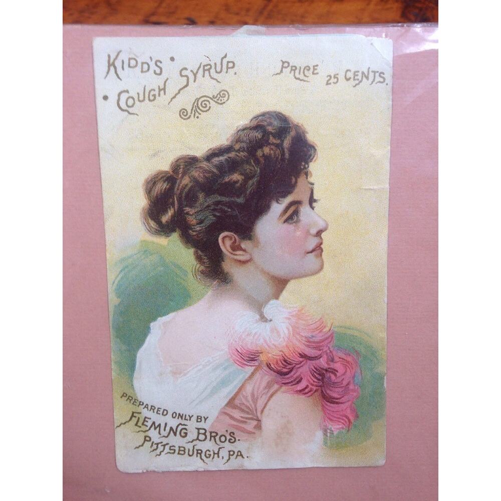 Antique 1888 Kidds Cough Syrup Fleming Bros Victorian Trade Card Advertisement